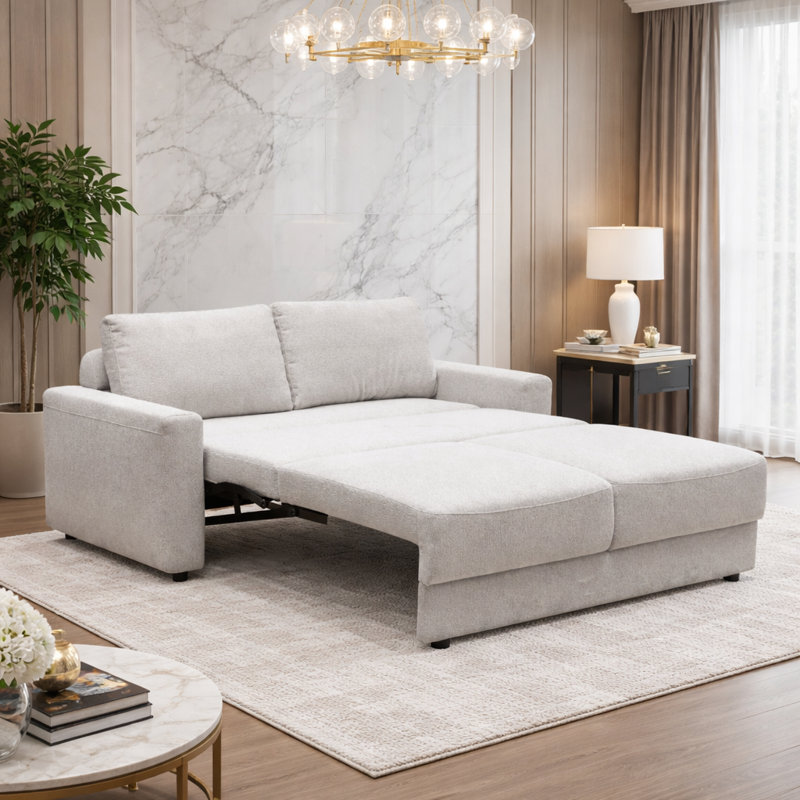 Restora 73.2" Queen Size Performance Fabric Glide Lift Sleeper Sofa Bed With Memory Foam Mattress, Sleeper Sofa bed for Livingroom