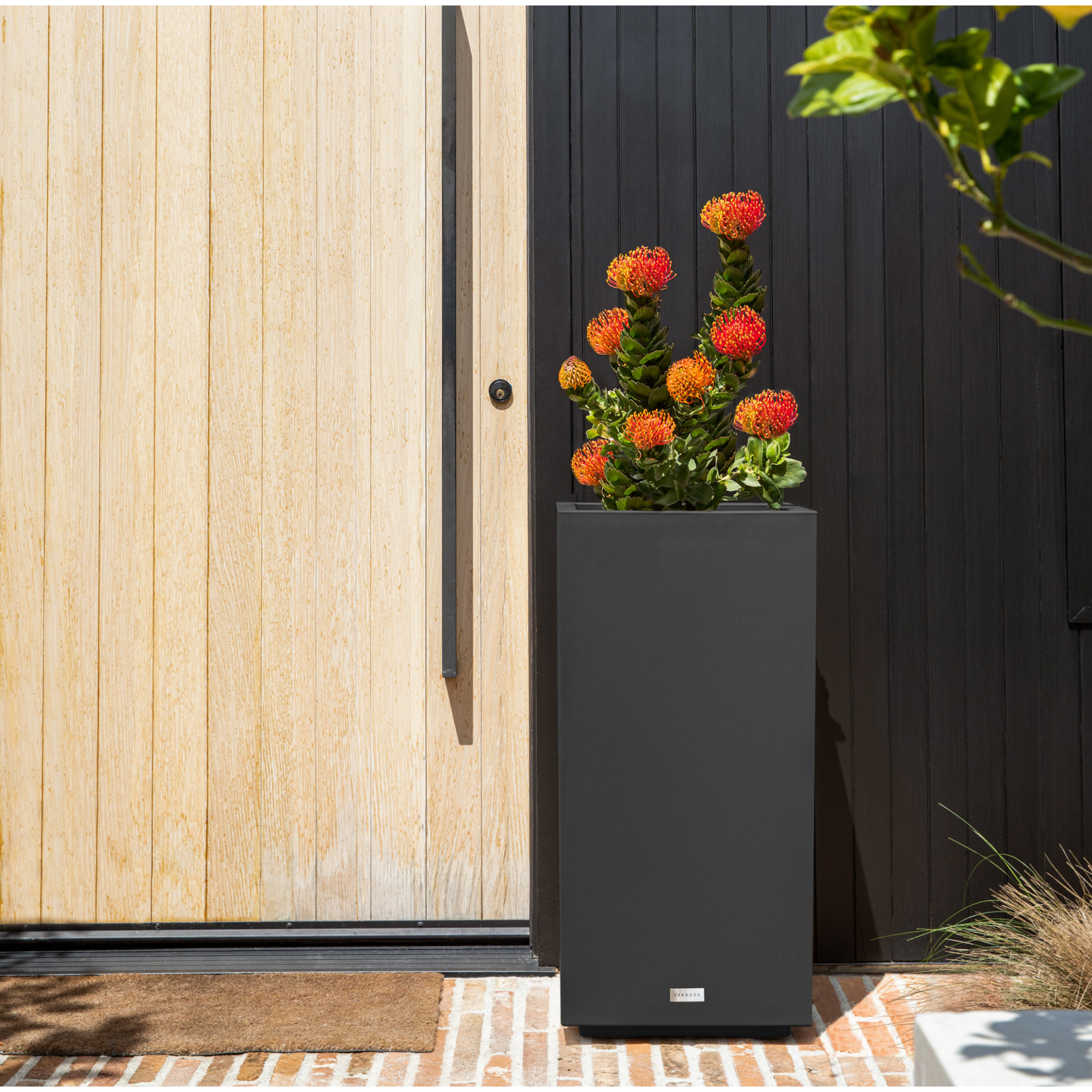 Block Series 16" Planter Box, 31.75” H x 15.5” W x 15.5” D, Black