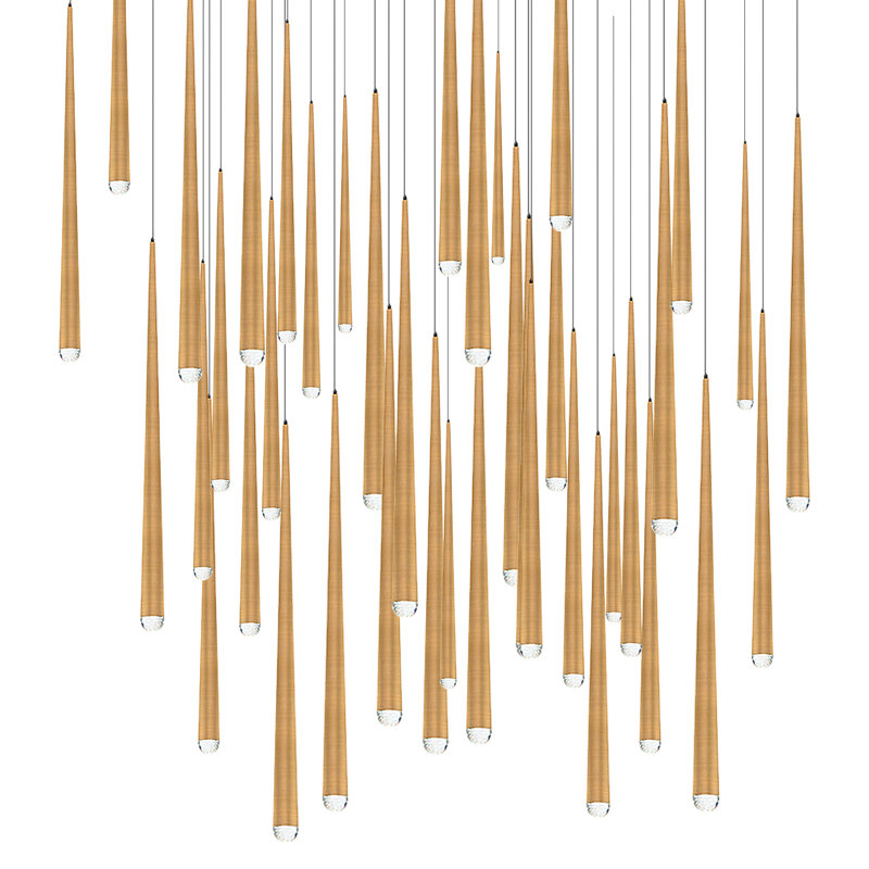 Cascade LED Pendant, Aged Brass, 41, 37" H x 36" W x 36" D