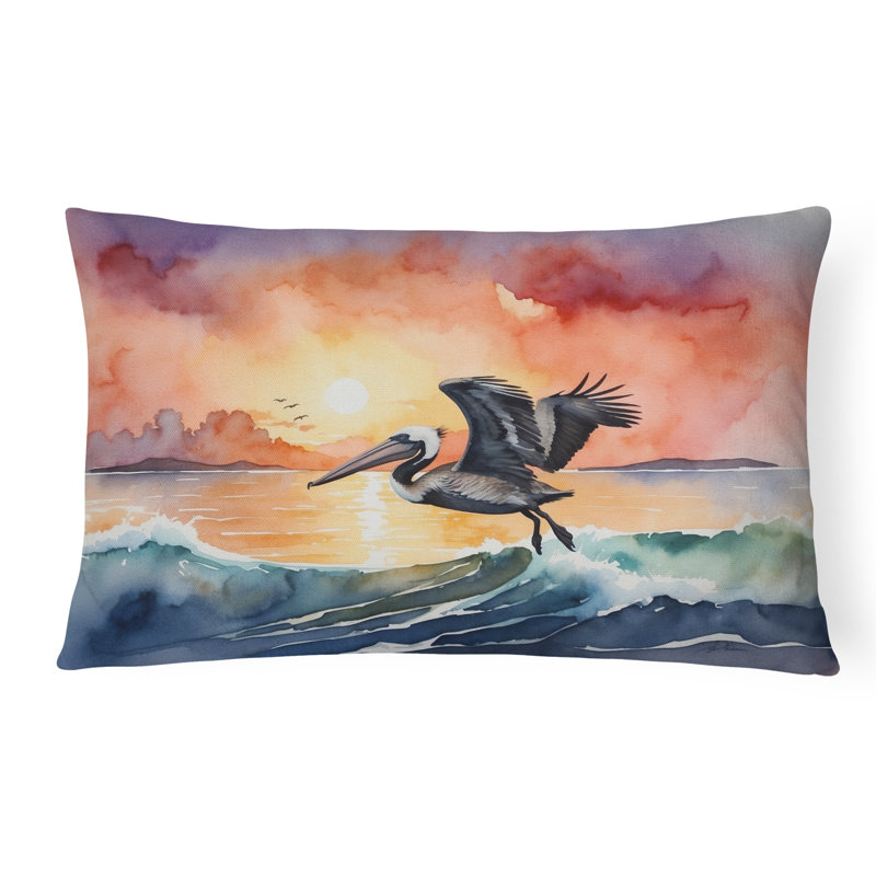 Coussin Pelican Fiery Sunset, Rectangle H 12 po x l 16 po