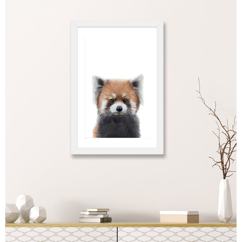 Bébé panda rouge - reproduction d'art, H 24 po x l 16 po x P 1 po, Papier encadré blanc, Blanc
