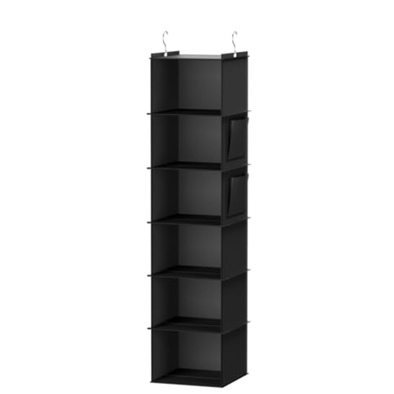 Organisateurs de rangement suspendus et tablettes de rangement à 6 tablettes, noir, Noir