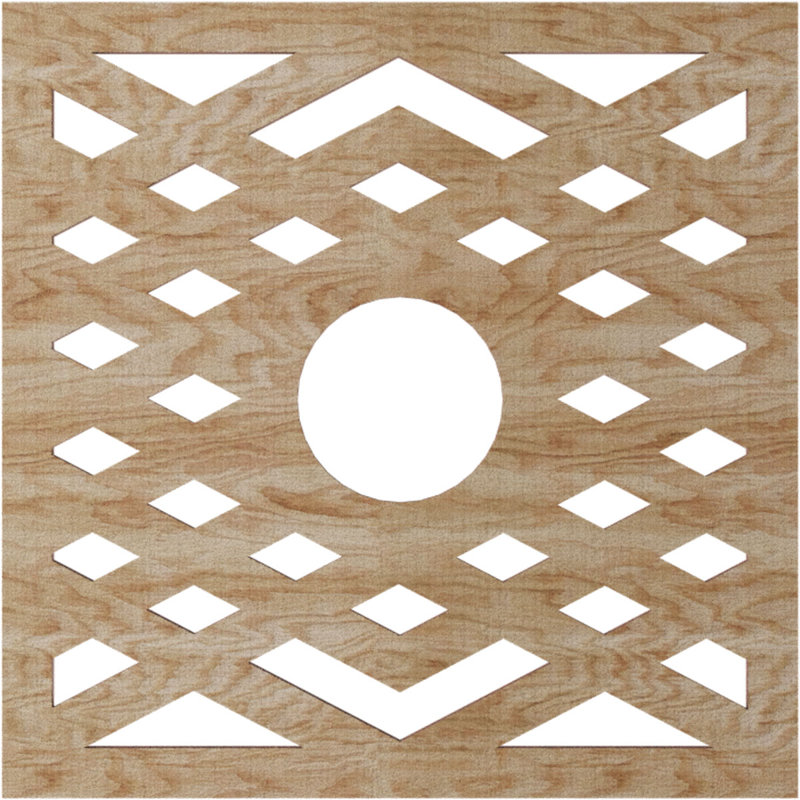 Médaillon de plafond en bois d'aulne 16 po x 4 1/8 po x P 3/8 po, Chêne rouge, H 16 po x l 16 po x P 0,25 po