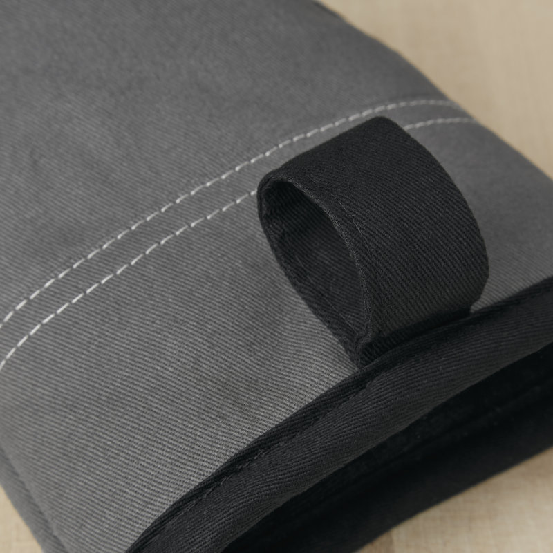 Silver and Black Silicone Heat Protective Oven Mitts - 2 Piece Set