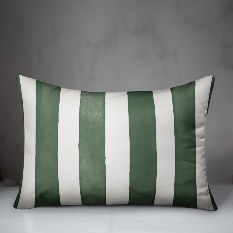 Housse et insert de coussin d'extérieur rectangulaire Watercolor Stripe 17, gris