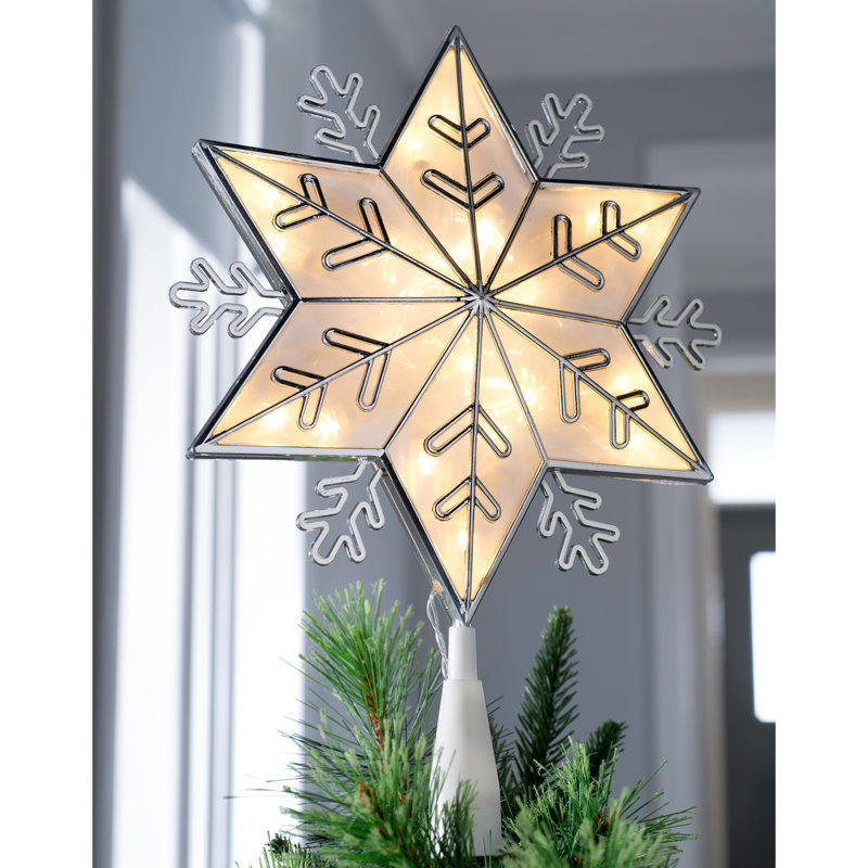 34cm Metal Astrology & Stars Lighted Tree Topper, Silver