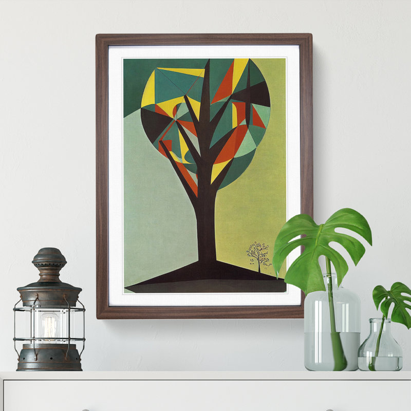 Retro Abstract Tree No.1 - Framed Print, 64cm H x 46cm W x 2cm D, Walnut Framed