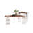 2-Piece Floating Round Coffee Table Set, 33.5" Walnut Top and 19.7" Side Table with 3 Straight Acrylic Legs