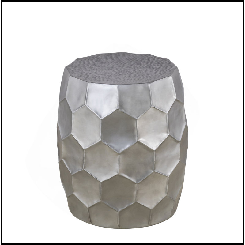 Table de bout, table d'appoint moderne et moderne en aluminium de 21 po de hauteur avec base en losanges brillants