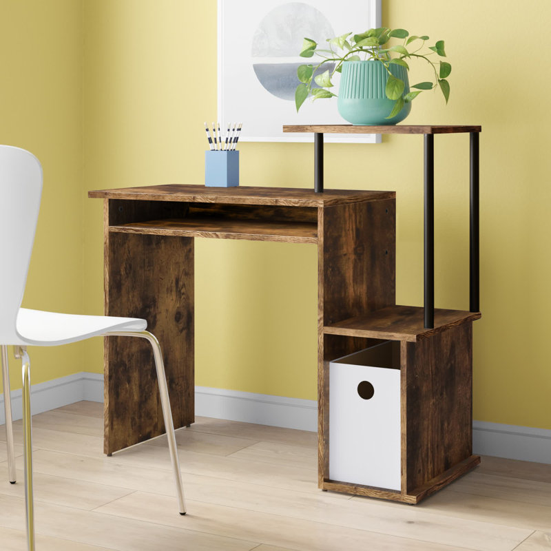 Bureau d'ordinateur avec rangement Lyphre, H 34 po x l 37 po x P 16 po, Brun