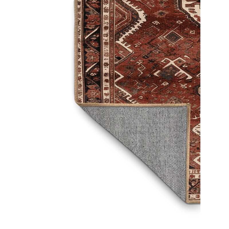 Tapis brun lavable à la machine, Rectangulaire 7 pi x 10 pi
