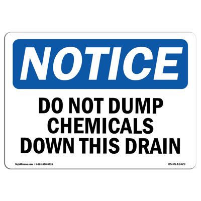 Do Not Dump Chemicals Down This Drain Sign