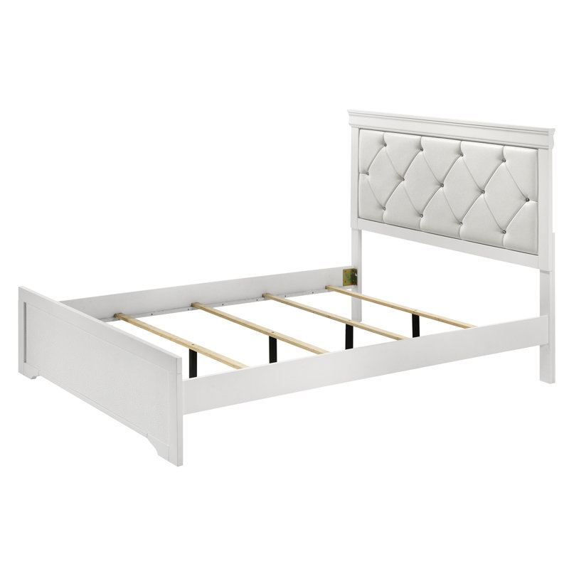 Lit à panneau double contemporain avec tête de lit tapissier et capitonnage à boutons de style contemporain, Lit double