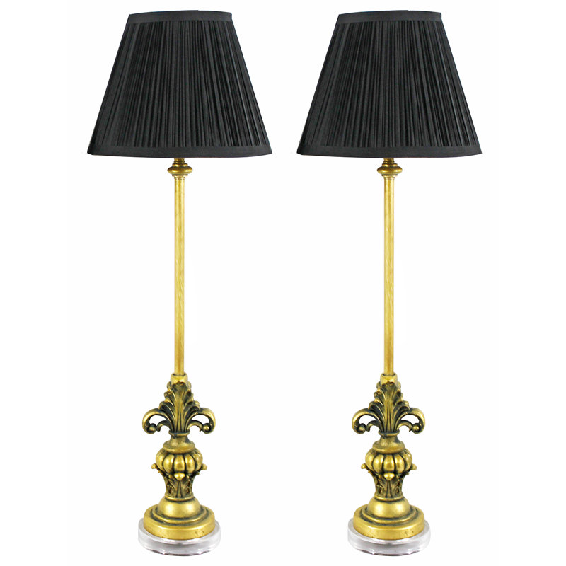 Lampe buffet 27 po Zenaida, Or antique, Noir