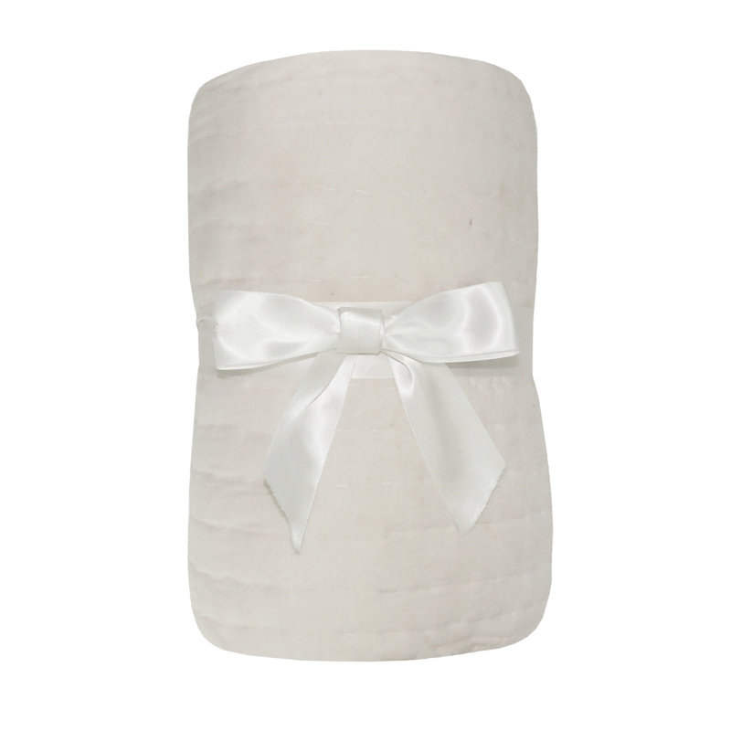 Ivory Cotton Reversible Throw Blanket with Fringe