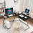 Jazabell L-Shaped Metal Base Computer Desk