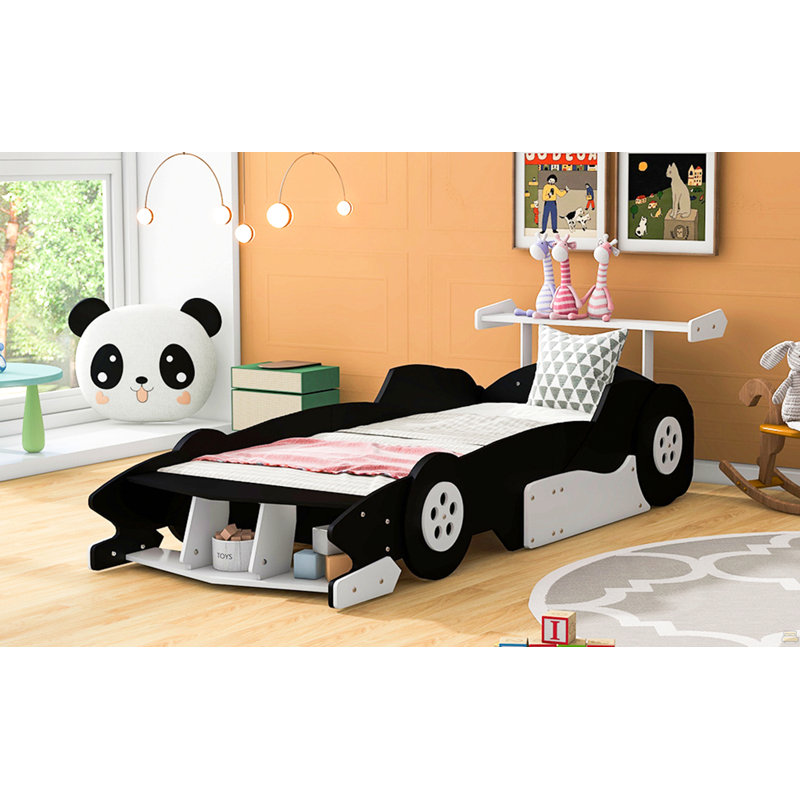 Lit plateforme simple avec roulettes, Noir