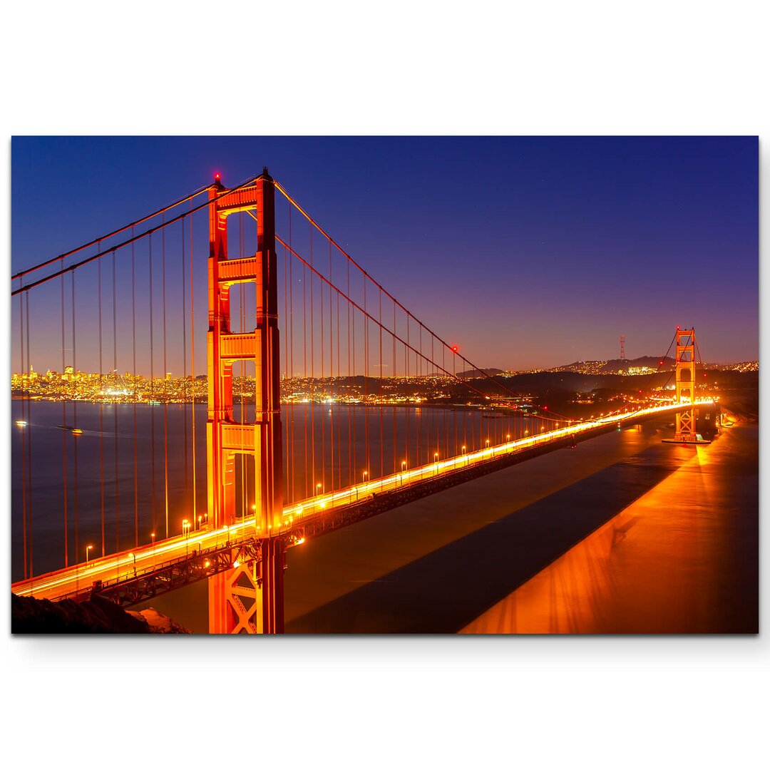 Leinwandbild Golden Gate Bridge bei Nacht