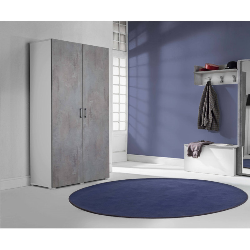 Gurtrue 2 Door Manufactured Wood Wardrobe, Cement/White 