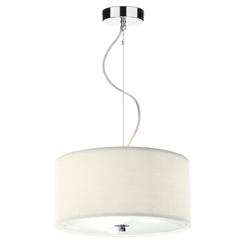 Kiera 3 - Light Polished Chrome Drum Pendant, Cream, Small