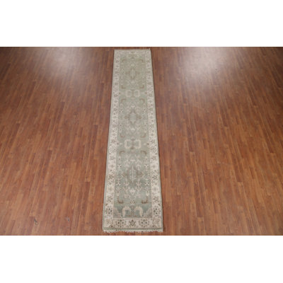 Green Oushak Oriental Runner Rug 3x12