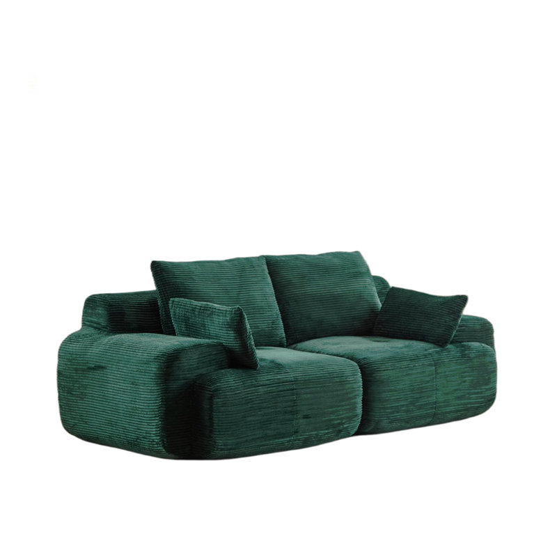 Modern Memory Foam Compressed Sofa,2 Seater Large Sectional Couches For Living Room,Pet-Friendly Cloud Modular Sectional Sofa,Corduroy Fabric,Extra Deep Loveseat,No Assembly Required