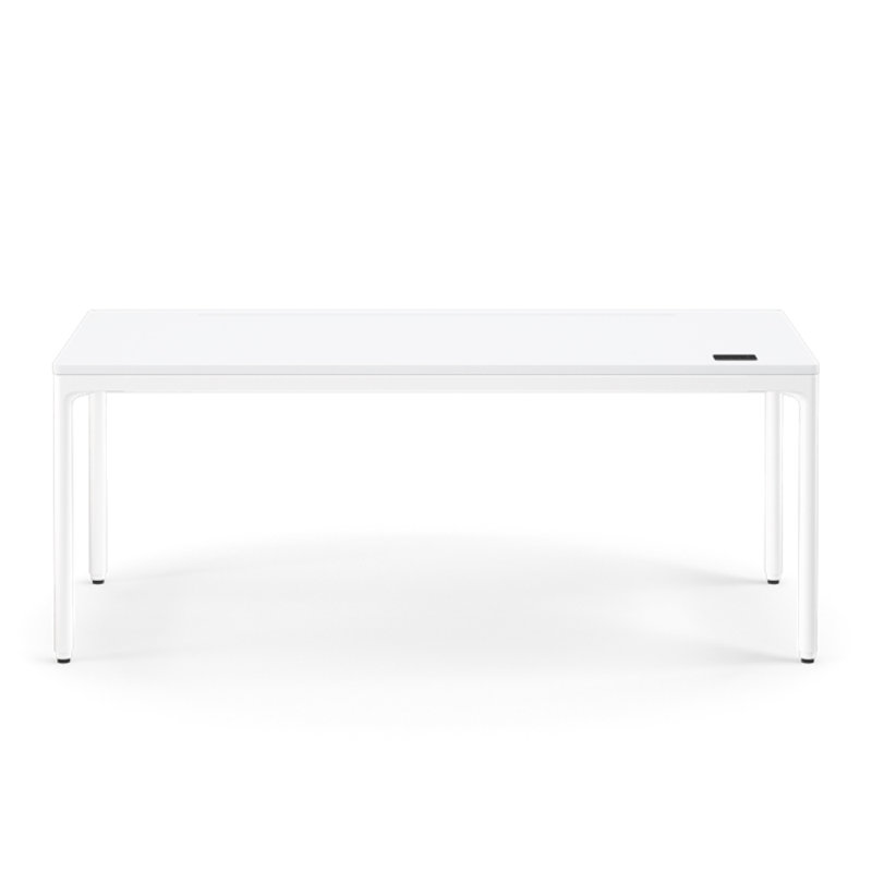 eFloat Quattro, 23 in. D x 58 in. W Sit-Stand Desk with Carbon Black Base, Carbon Black Painted Wood Top, and Black Salzburg Leather Cable Manager