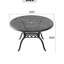 Table de patio en fonte d'aluminium 48 po - noir, trou de parasol pour 6 repas d'extérieur rouille