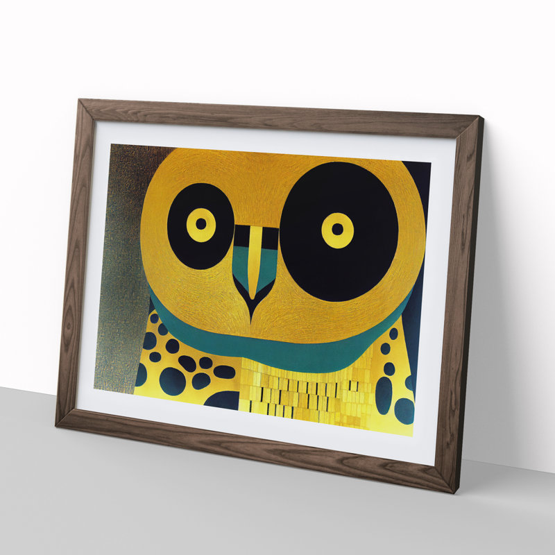 Golden Abstract Owl - Framed Print