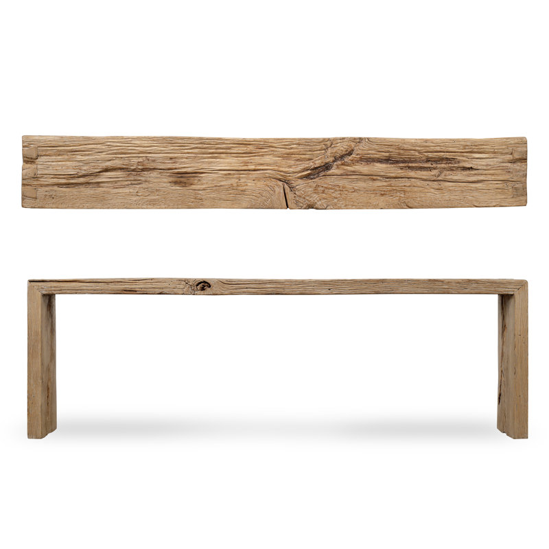 Weathered Wood Console Table with Storage and Intricate Detailing
