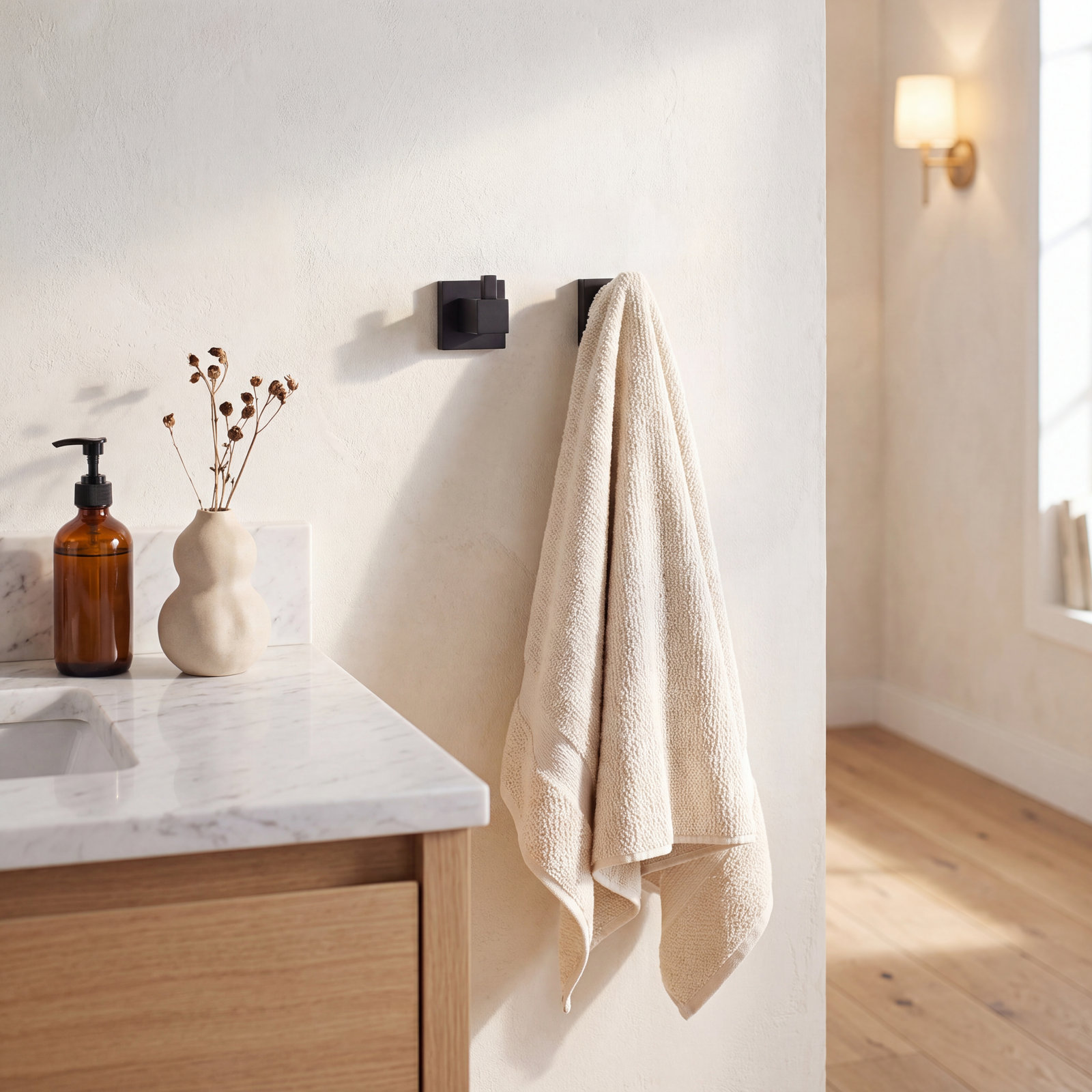 Cube Wall-Mounted Robe Hook, Matte Black