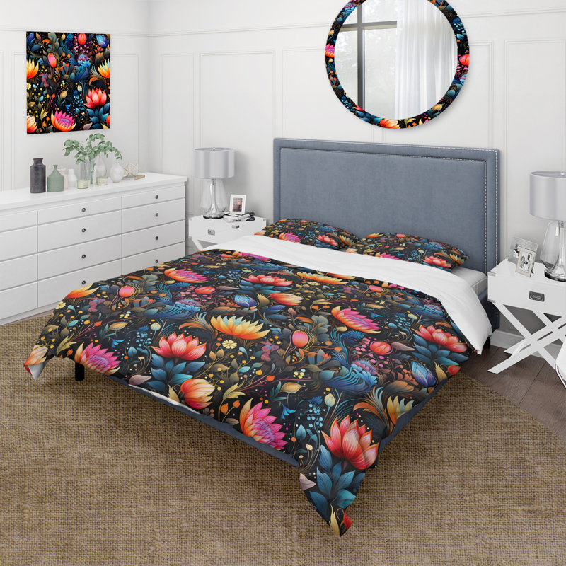 Neon Botany Botanical Motif I - Ensemble de housse de couette botanique, Housse de couette simple + 1 taie décorative stan