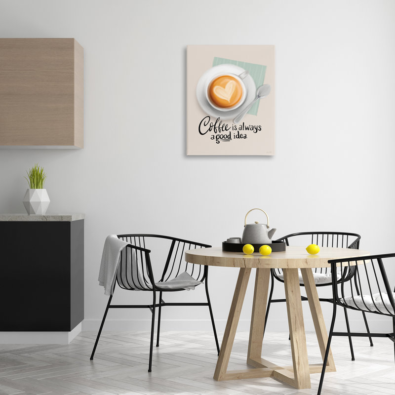 «Coffee Always Good Idea», art mural sur toile par House Fenway, H 30 po x l 24 po