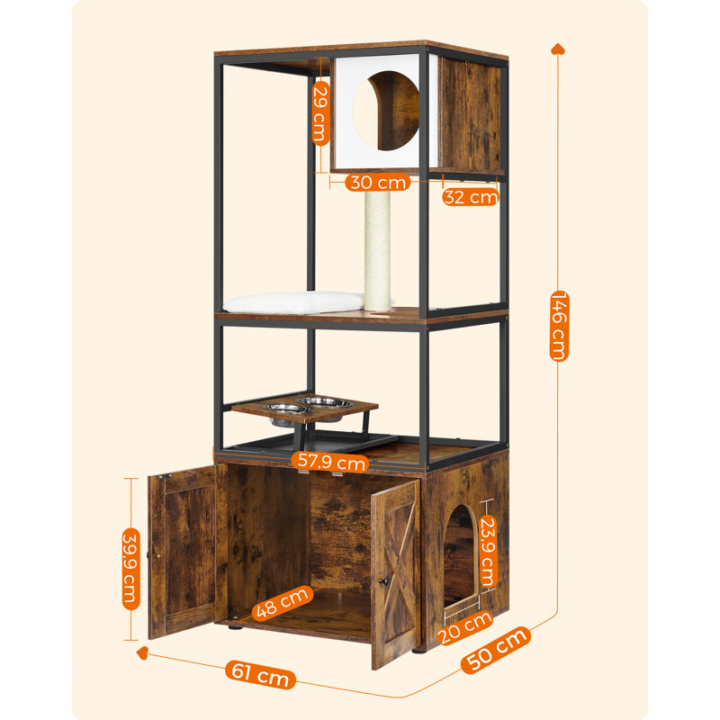 146cm H Cat Tree, Rustic Brown