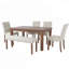 Ensemble de salle à manger moderne 6 pièces avec table rectangulaire, chaises rembourrées et banc polyvalent pour une utilisation polyvalente à la maison