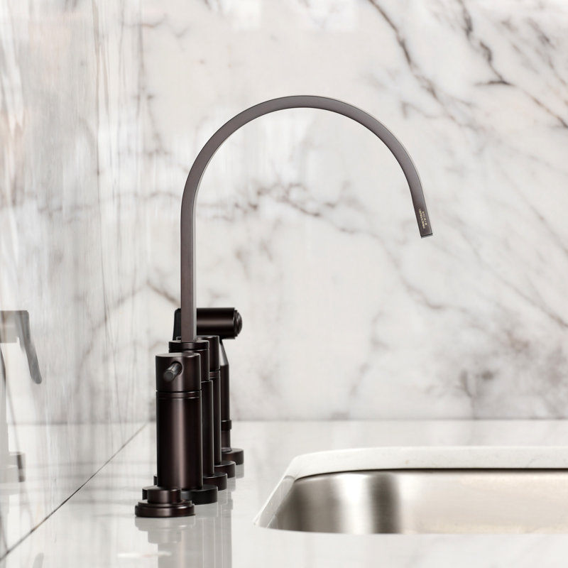Kingston Brass Concord Two-Handle 4-Hole Deck Mount Bridge Kitchen Faucet with Brass Side Sprayer, Oil Rubbed Bronze