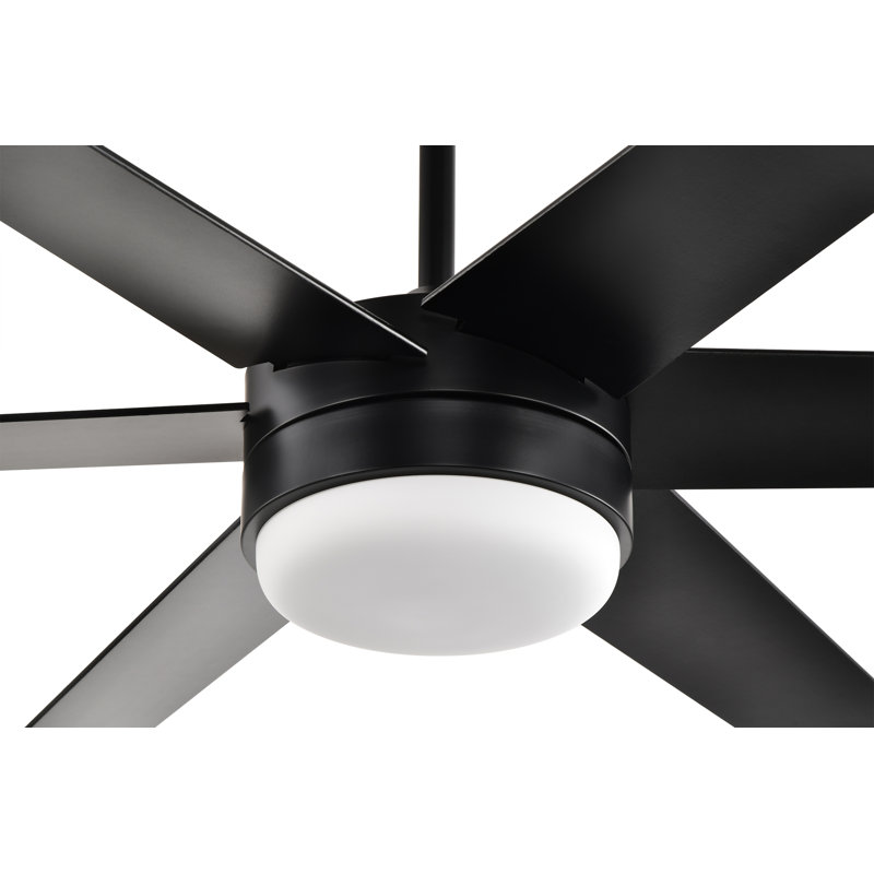 Matte Black Integrated Led 6 Speed Color Changing Indoor Ceiling Fan With Light And Remote, 16"H x 72"W x 72"D
