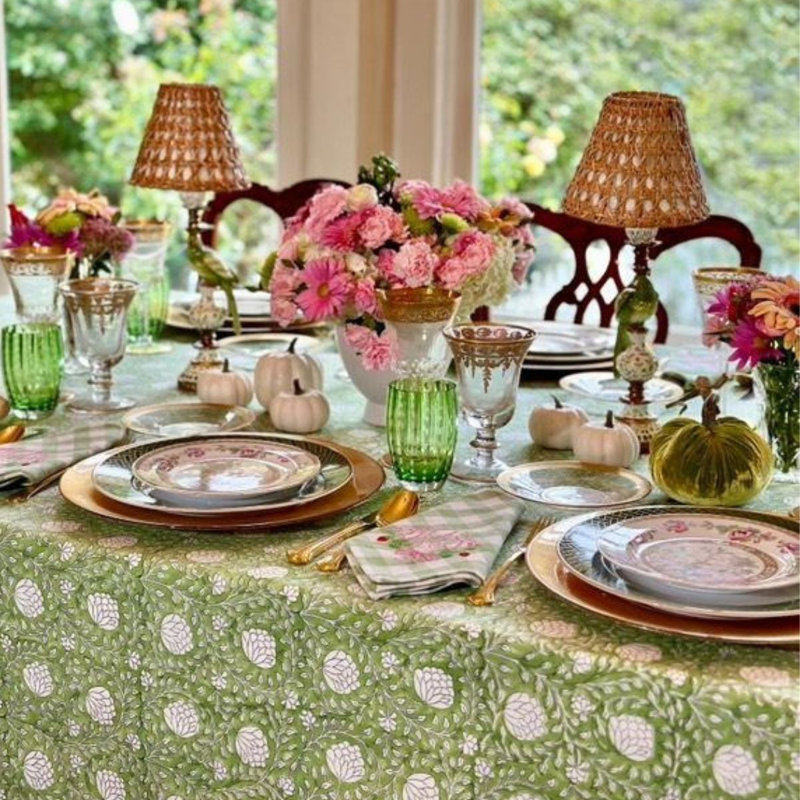 Eden Green Square Tablecloth, 60" Square
