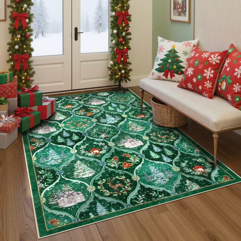Tapis de Noël antidérapant de Noël, Rectangle 5 pi x 7 pi