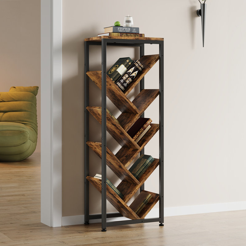 Bookcase, Rustic Brown, (8 Shelves) 104.5cm H x 37.5cm W x 25cm D