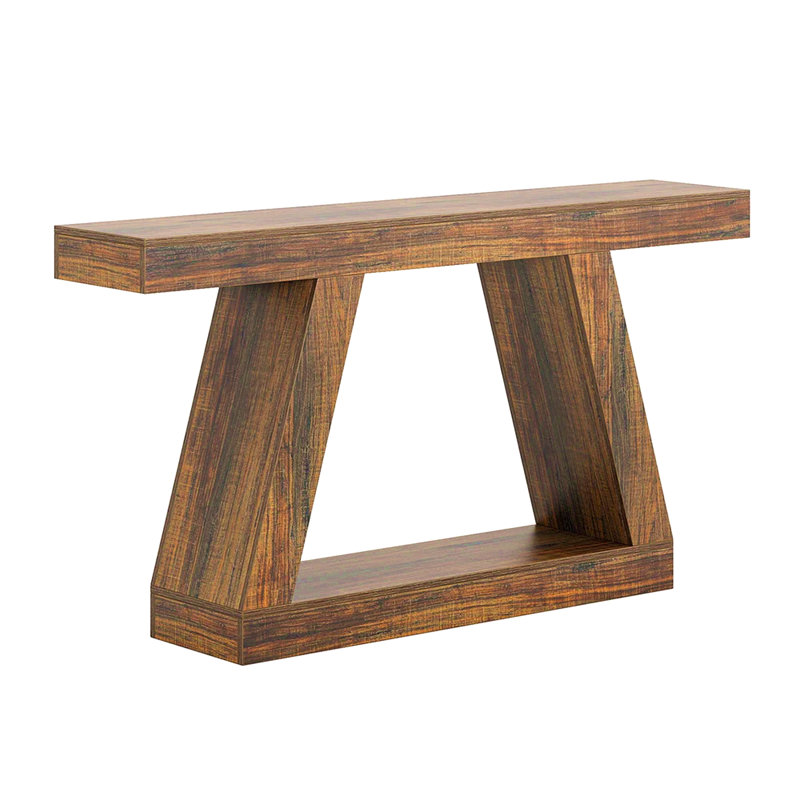 55" Farmhouse Console Table with Storage, Dark Brown