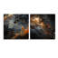 Abstrait or et noir Constellation I - ensemble de 2 peintures murales abstraites en acrylique-103921237