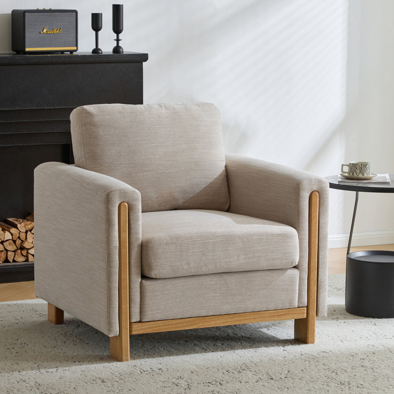 Fauteuil rembourré en tissu Harmonia, Beige
