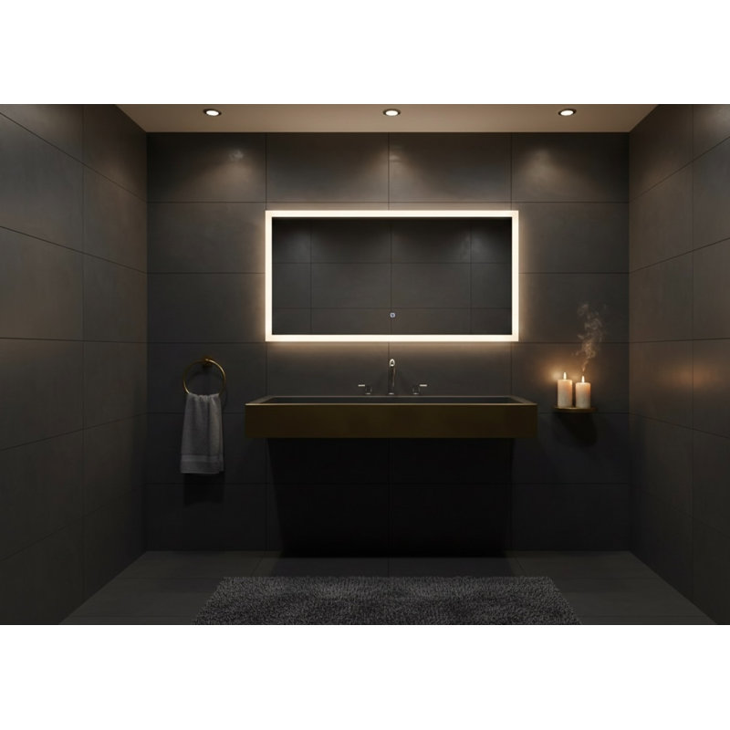 Vast Studio 39.4” L x  18.9” W Wall-Mounted Rectangular Bathroom Sink –Aged Brass/Black Elevated Concrete, Brass/Black
