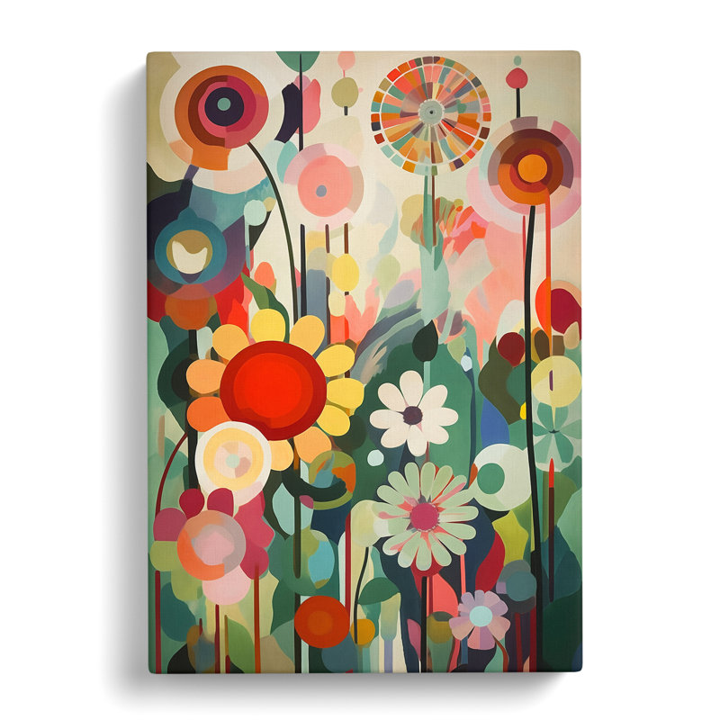 Bergamot Retro Flowers Vol.6 - Wrapped Canvas, 60cm H x 40cm W