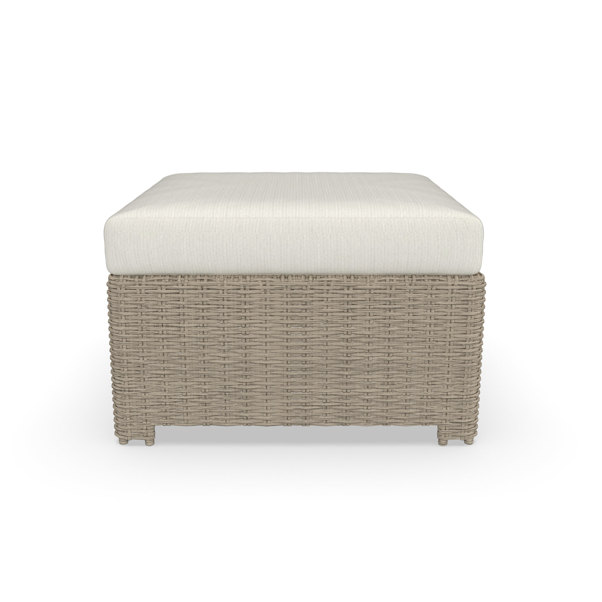 Outdoor Ottoman With Sunbrella Cushions, Canvas Natural