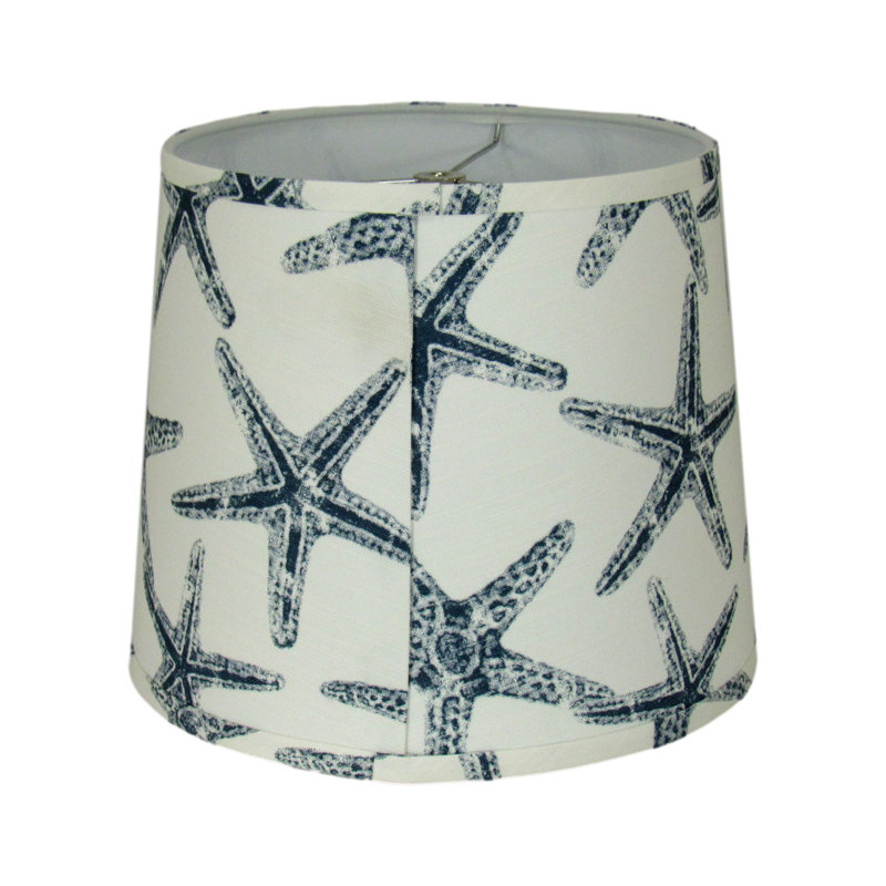 Abat-jour étoile de mer côtière - décor de plage nautique, abat-jour tambour blanc et bleu pour lampe de table ou sur pied, éclairage inspiré de l'océan