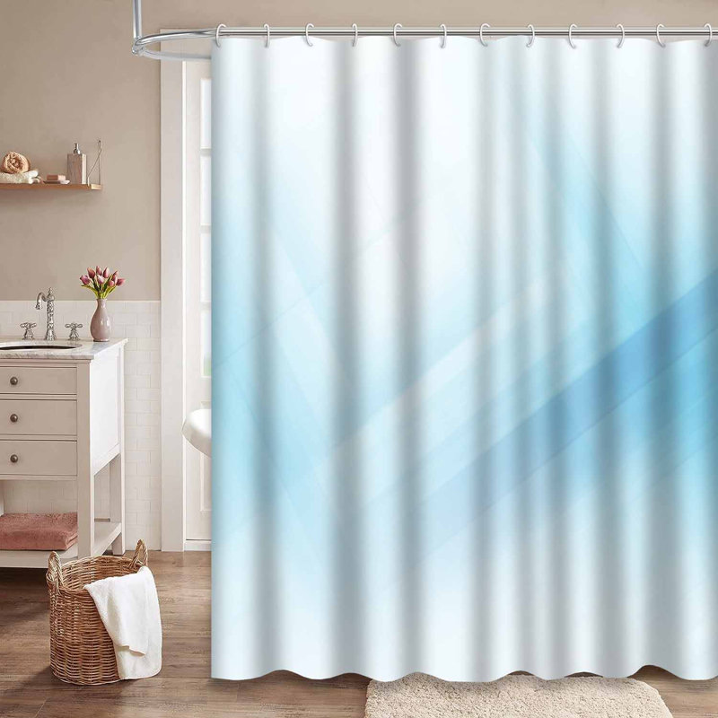 Rideau de douche abstrait bleu clair avec 12 crochets, 72" L x 72" W