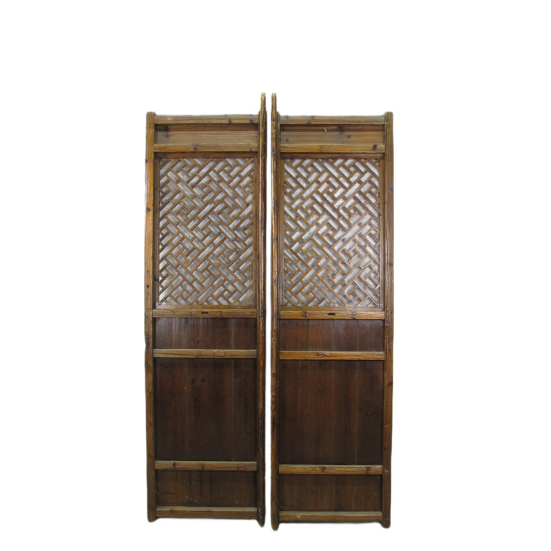 Asian Classic Stained Wood Pivot Screen Door