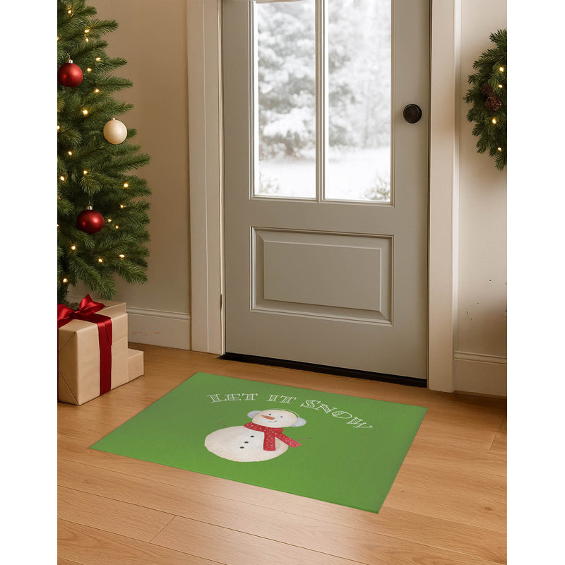 Tapis de porte d'intérieur Let it Snow, Vert, L 48 po x L 72 po